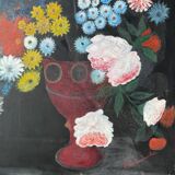 Bouquet de fleurs huile sur toile signé