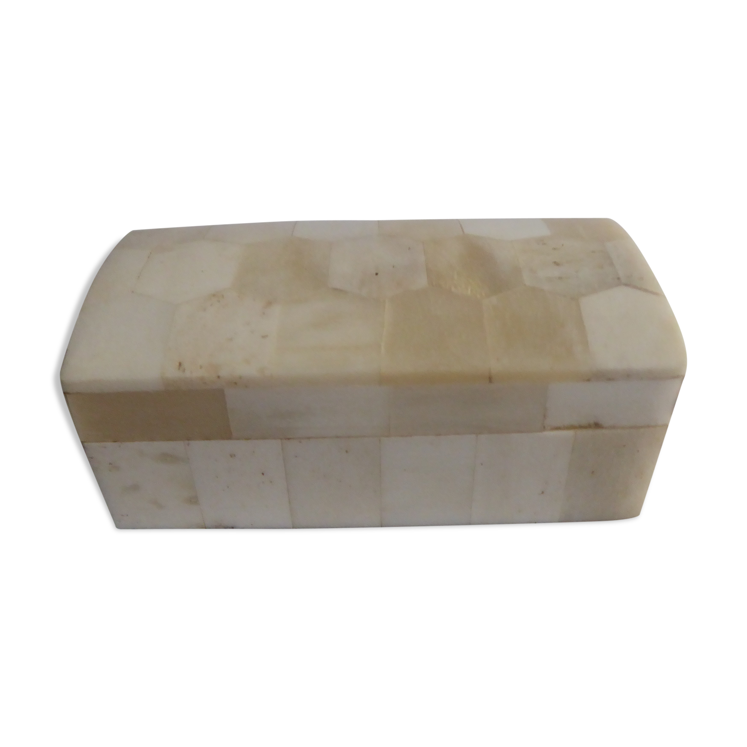 Rectangular box in white horn and wood
