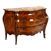 Antique baroque commode in walnut and marble, Italy, 20th century