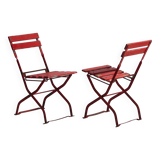 Antique red outdoor folding chairs (c.1920). Set of 2 pieces.