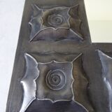 Brutalist metal wall mirror decoration pushed back year 70 vintage
