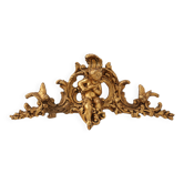 Louis XV Giltwood Ornament with Central Putto and C‑Scrolls, 18th Century