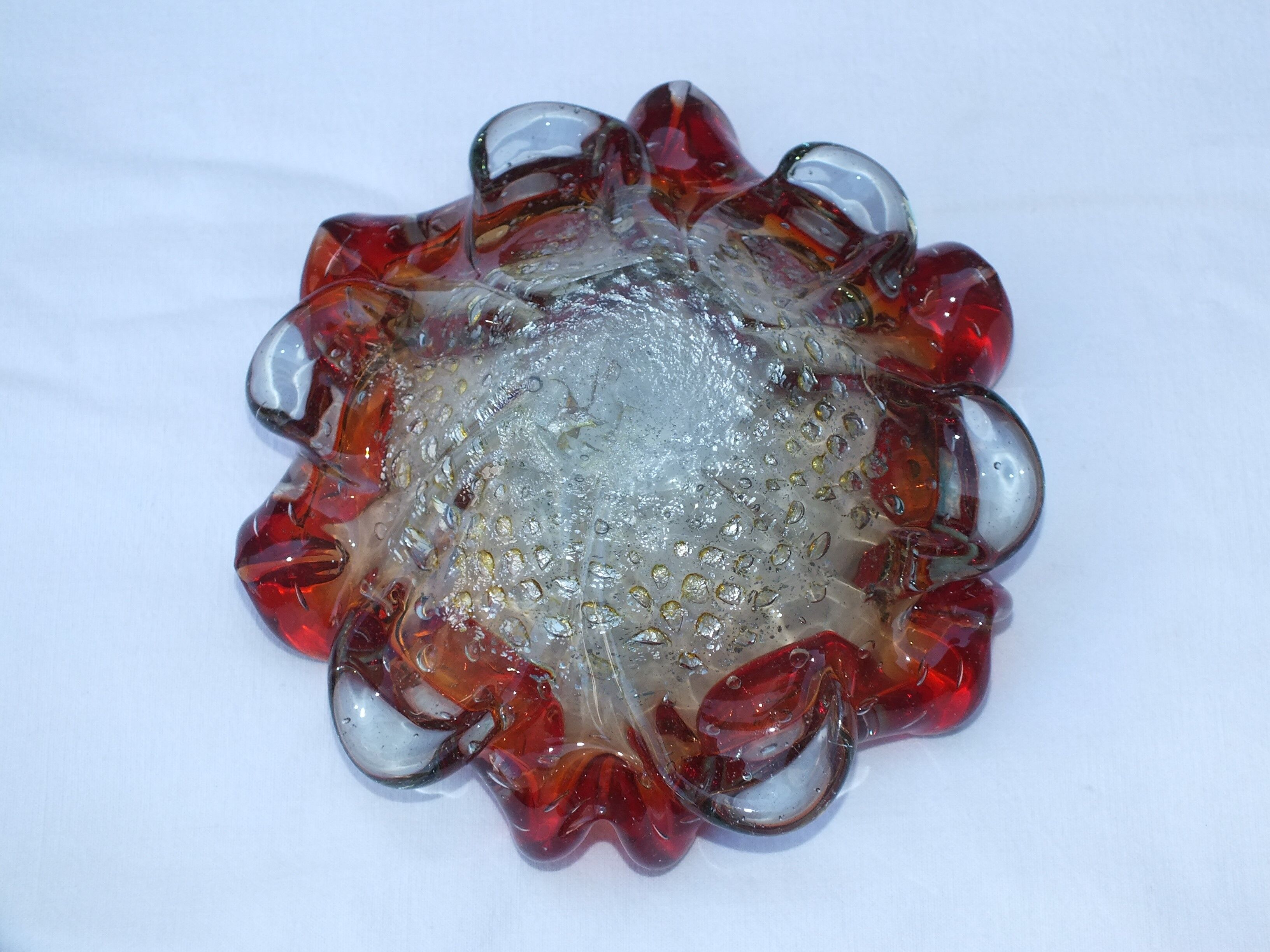 Vintage Murano glass ashtray with gold inclusions