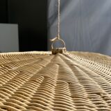 Rattan suspension or shade in the shape of a braided undulating circular tray d:80