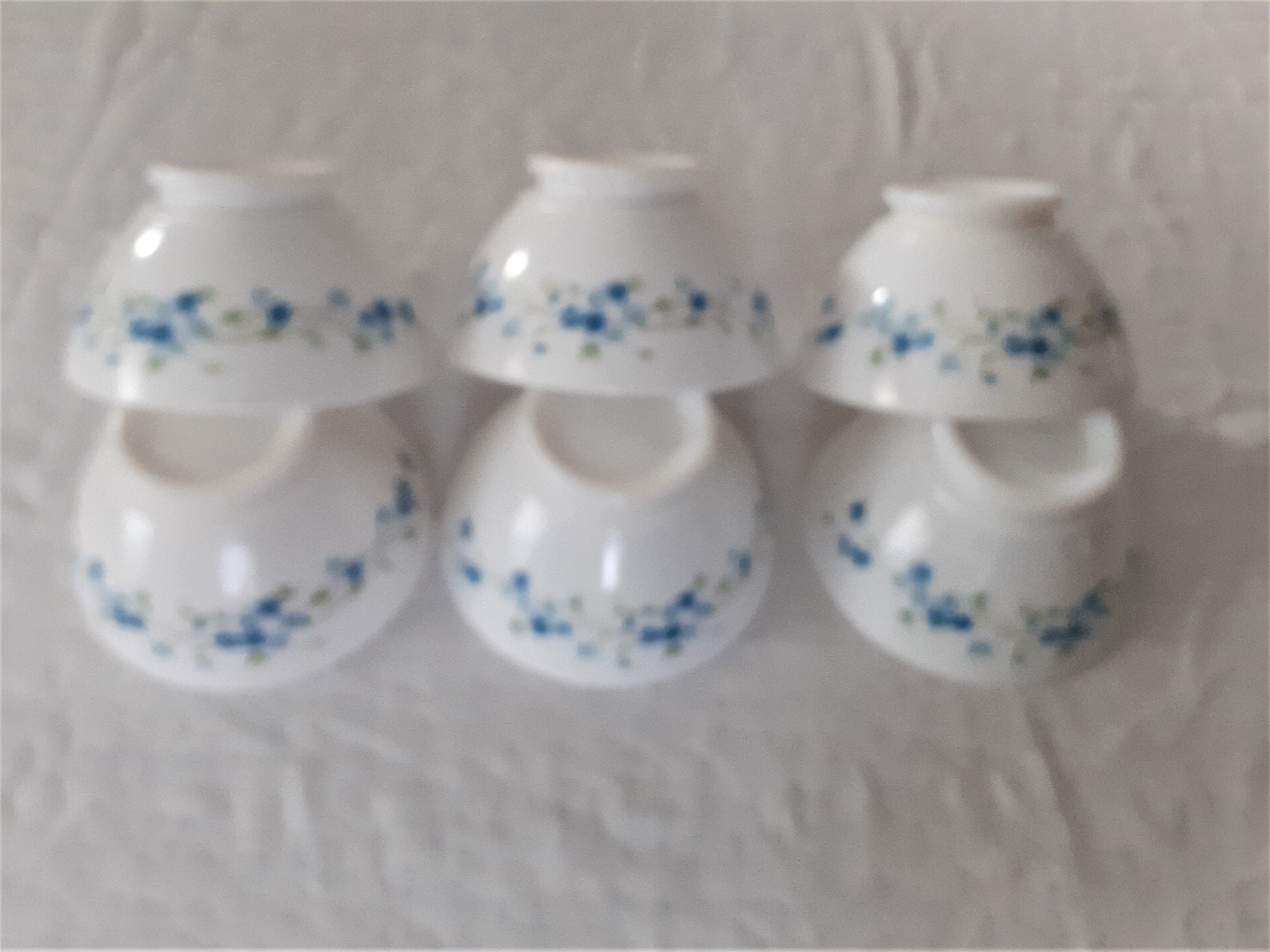 6 bowls VERONICA small blue flowers Arcopal france