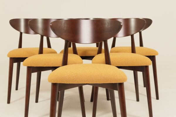 Scandinavian dining chairs set of 6 moutarde bouclé