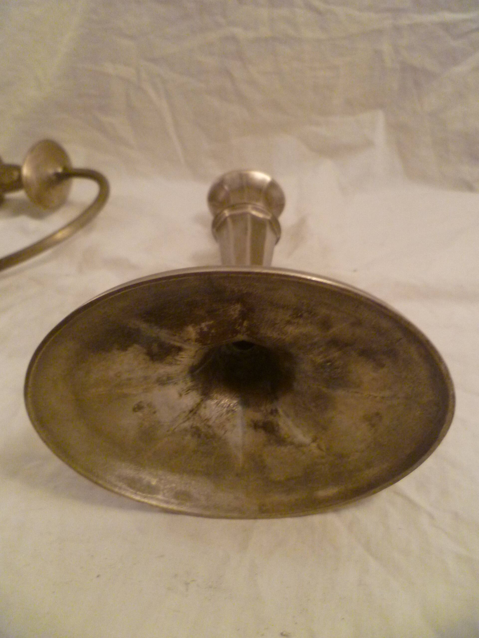 Large 3-light candlestick / candle holder in silver met. classic style