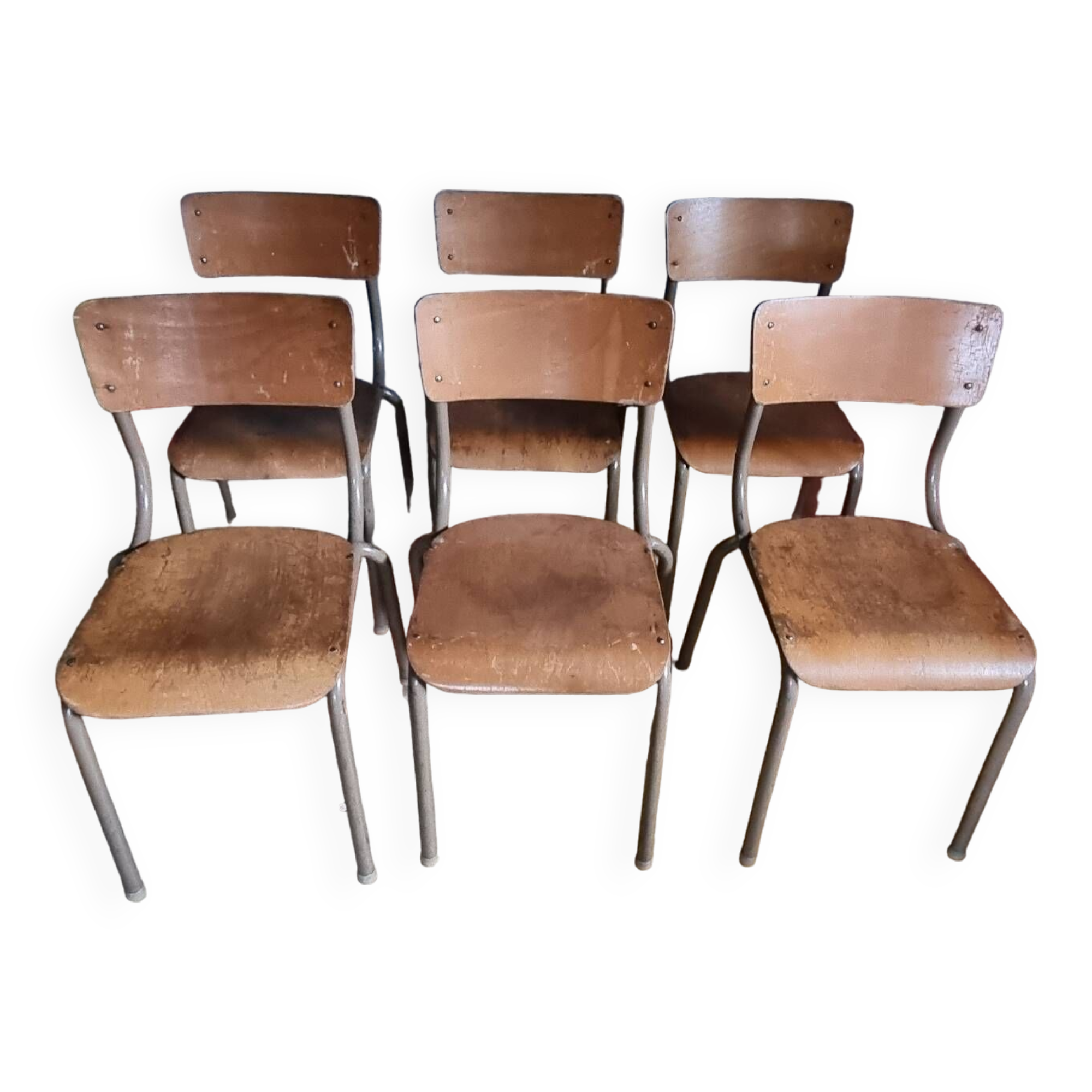 6 vintage school chairs