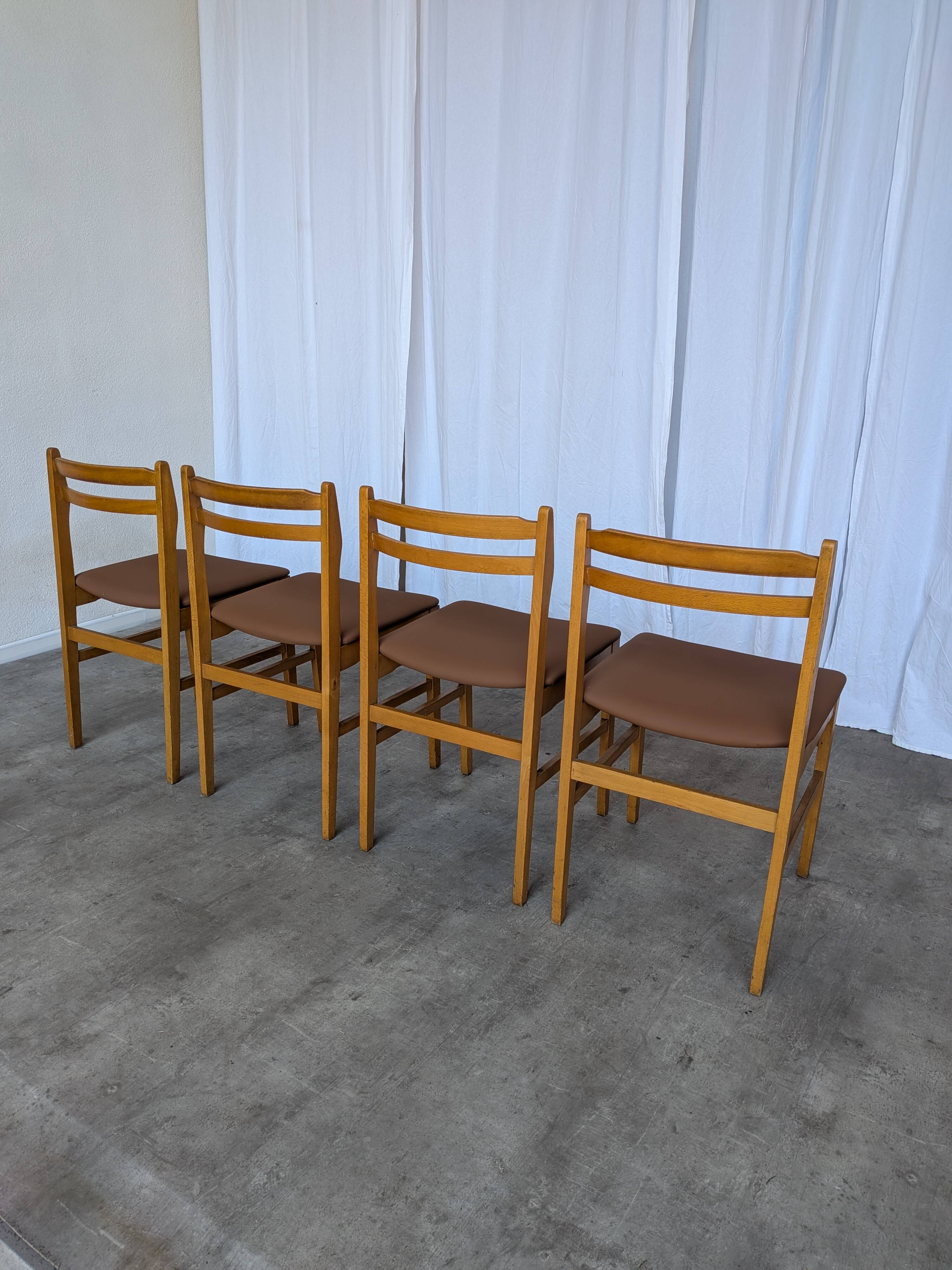 Set of 14 Vintage Scandinavian Dining Chairs / Yugoslav Wooden Bistro Chair