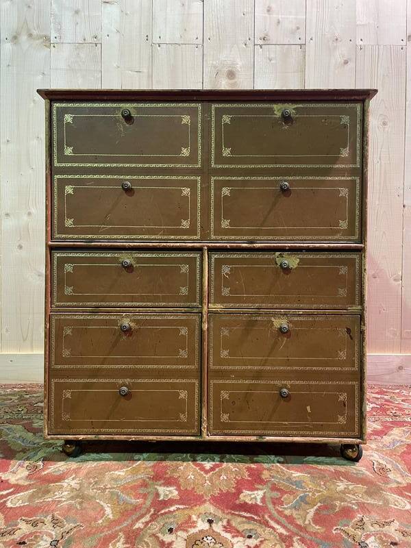 Meuble cartonnier de notaire en cuir