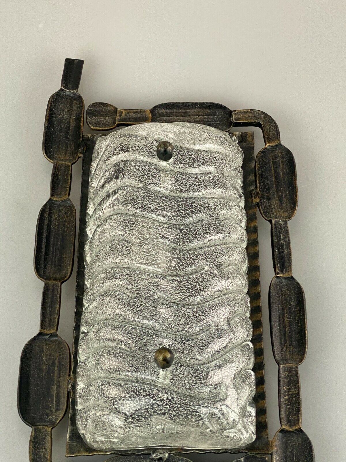 Iron & glass wall light 60s 70s