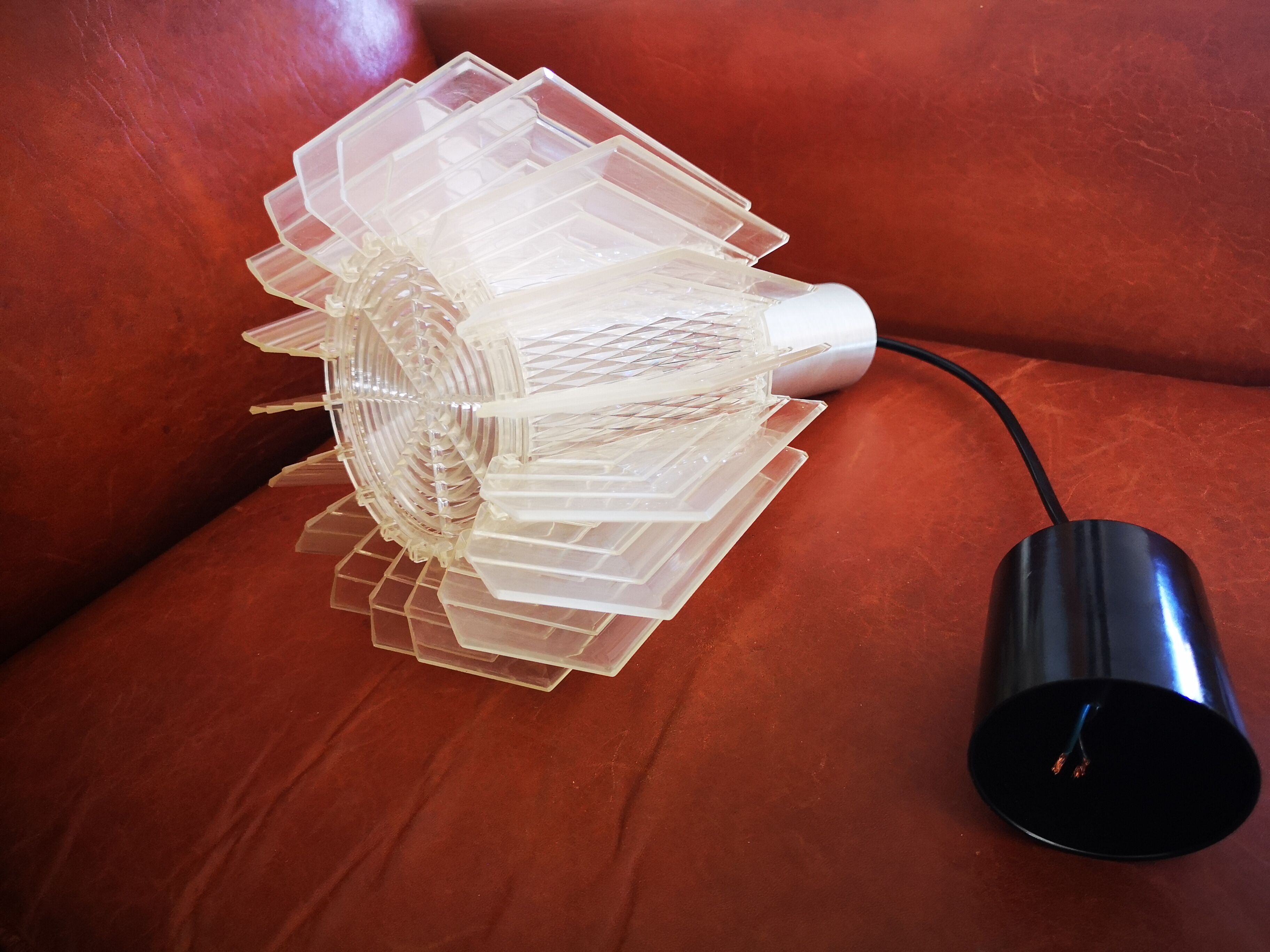 Plexiglas and stainless steel hanging lamp