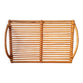 Plateau En Rotin Vintage