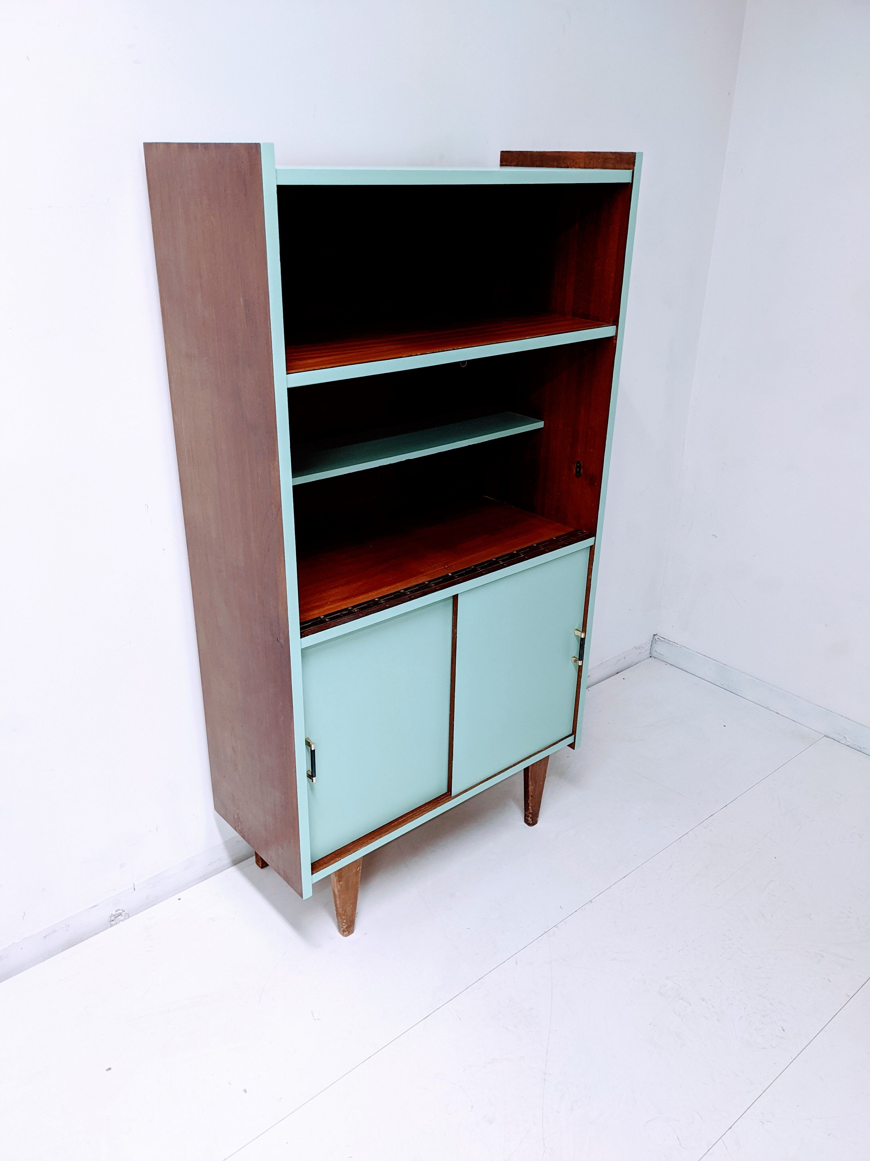 Vintage wooden bookcase, cupboard