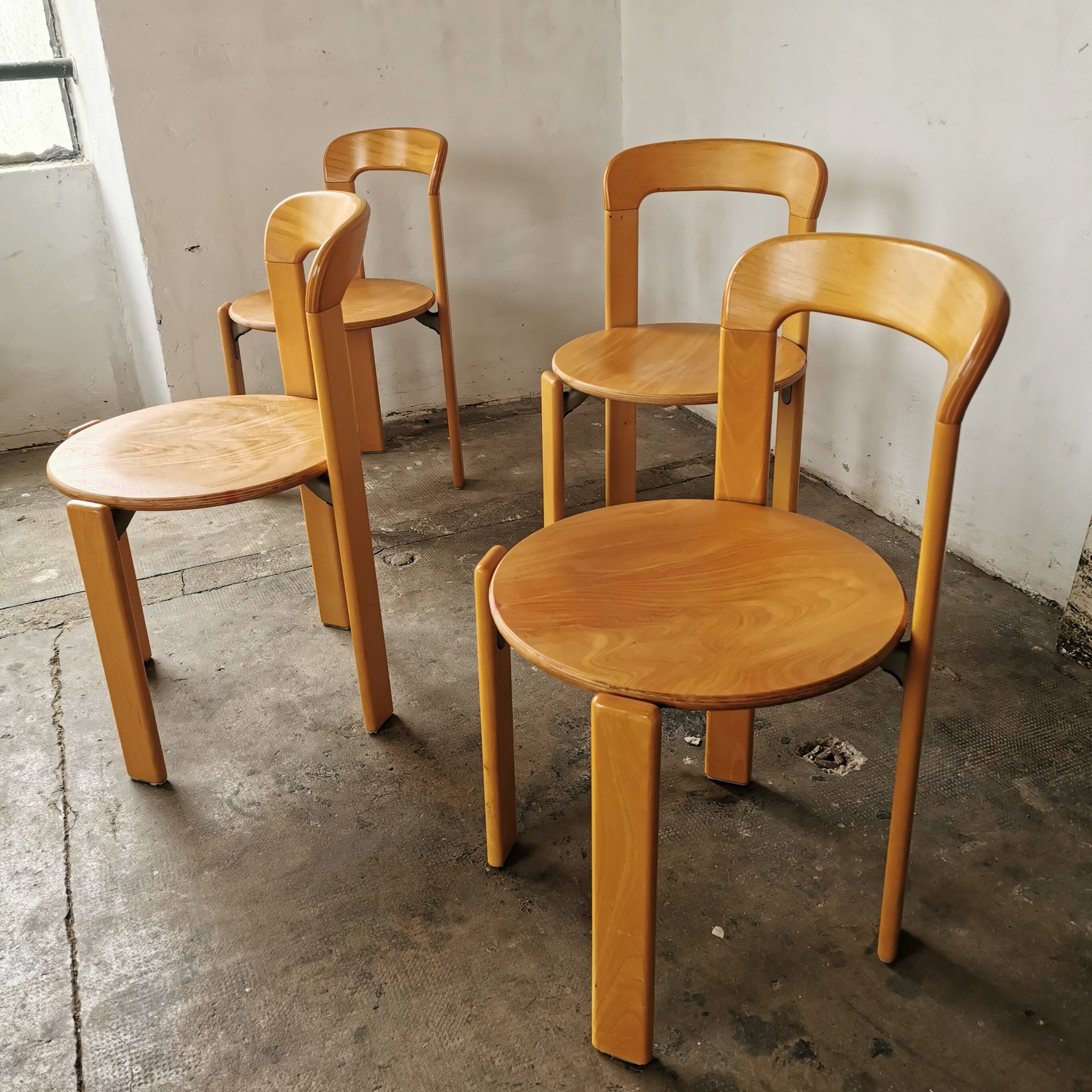 Set of 4 Rey chairs by Bruno Rey for kusch and CO