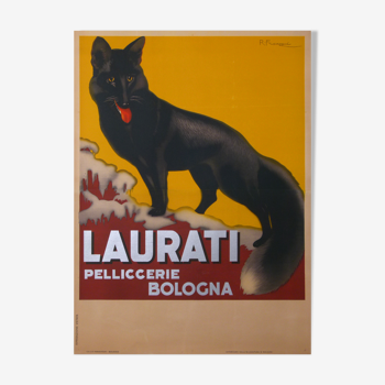 Franzoni affiche loup Laurati pelliccerie Bologna 136,5x100 cm