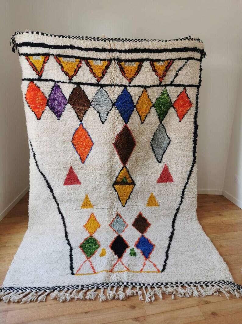 Tapis beni ouraine fait main traditionnelle taille 150 x 250 cm