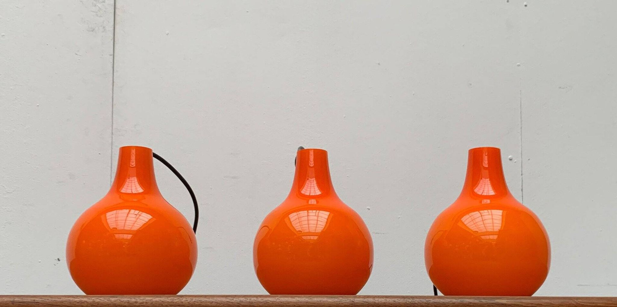 Mid-Century German Glass Pendant Lamp AH by Peill & Putzler, Set of 3