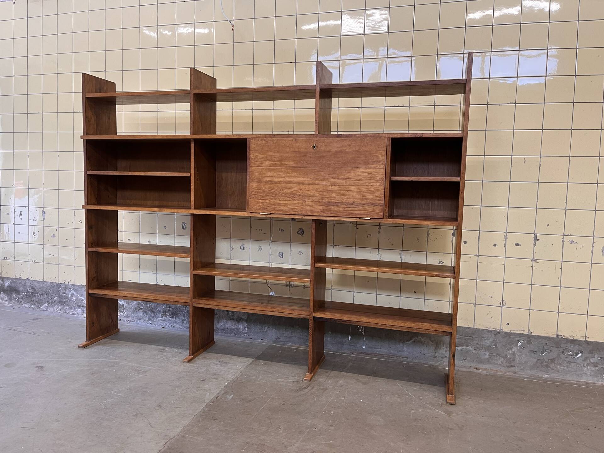 Vintage elm wood wall unit