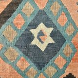 6x10 Peach & Navy Blue Turkish Kilim Rug, 168x296Cm