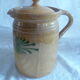 Pot à lait/crème & son couvercle terre cuite vernissee art populaire savoyard chalet deco collector