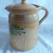 Milk jar / cream & its lid terracotta varnished Savoyard folk art chalet deco collector