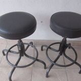 Set of 2 industrial workshop stools from the 60s and 70s