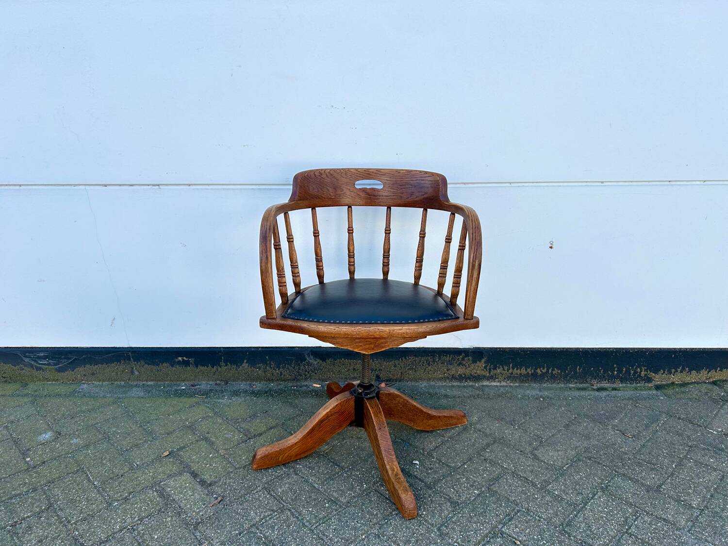 Antieke Eikenhouten Bureaustoel