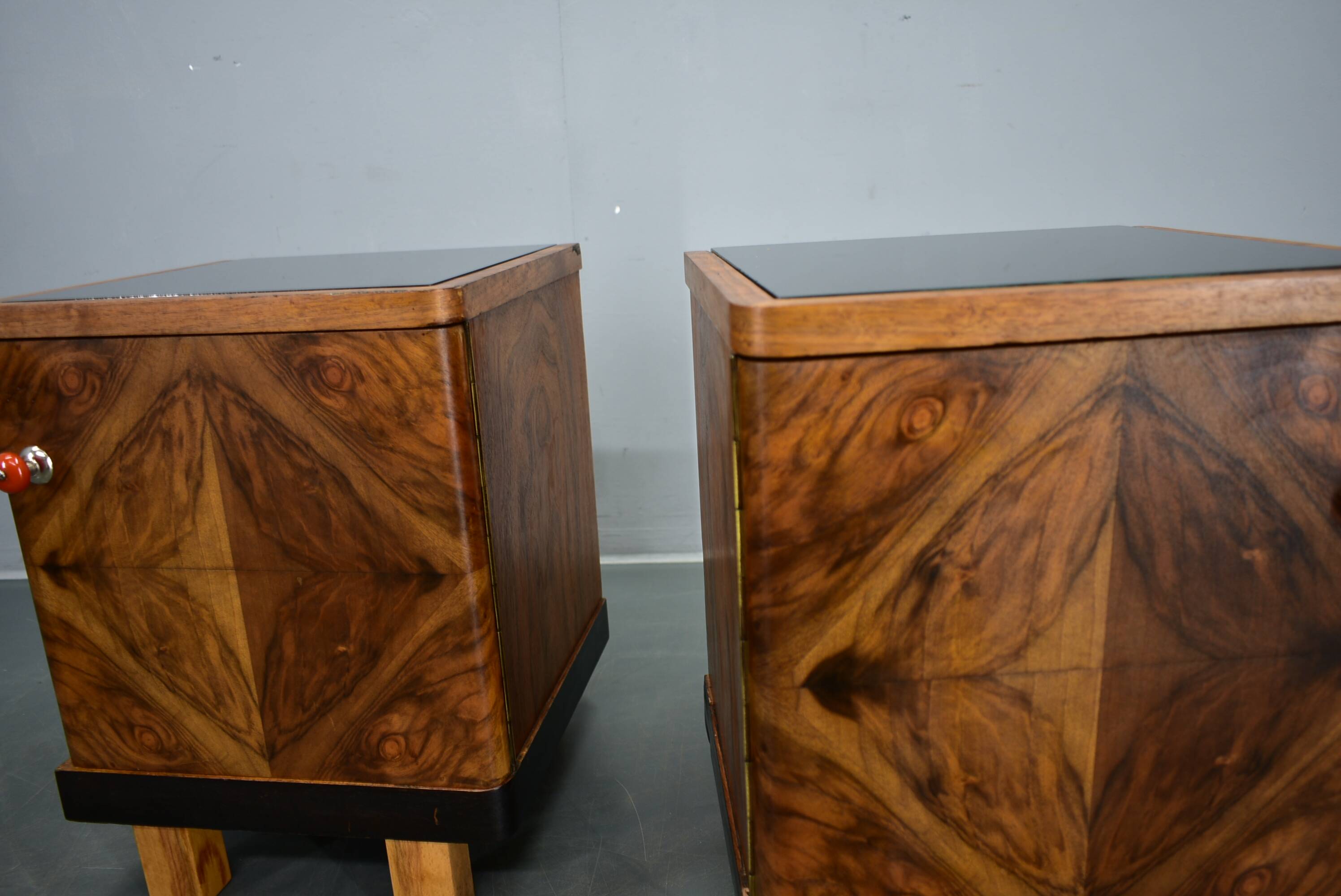 1938s pair of Art Deco bedside tables, Czechoslovakia