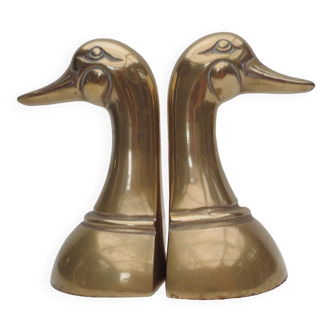 pair of brass duck bookends