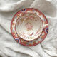 Tasse à café en faïence fine décor Minton rose Sarreguemines