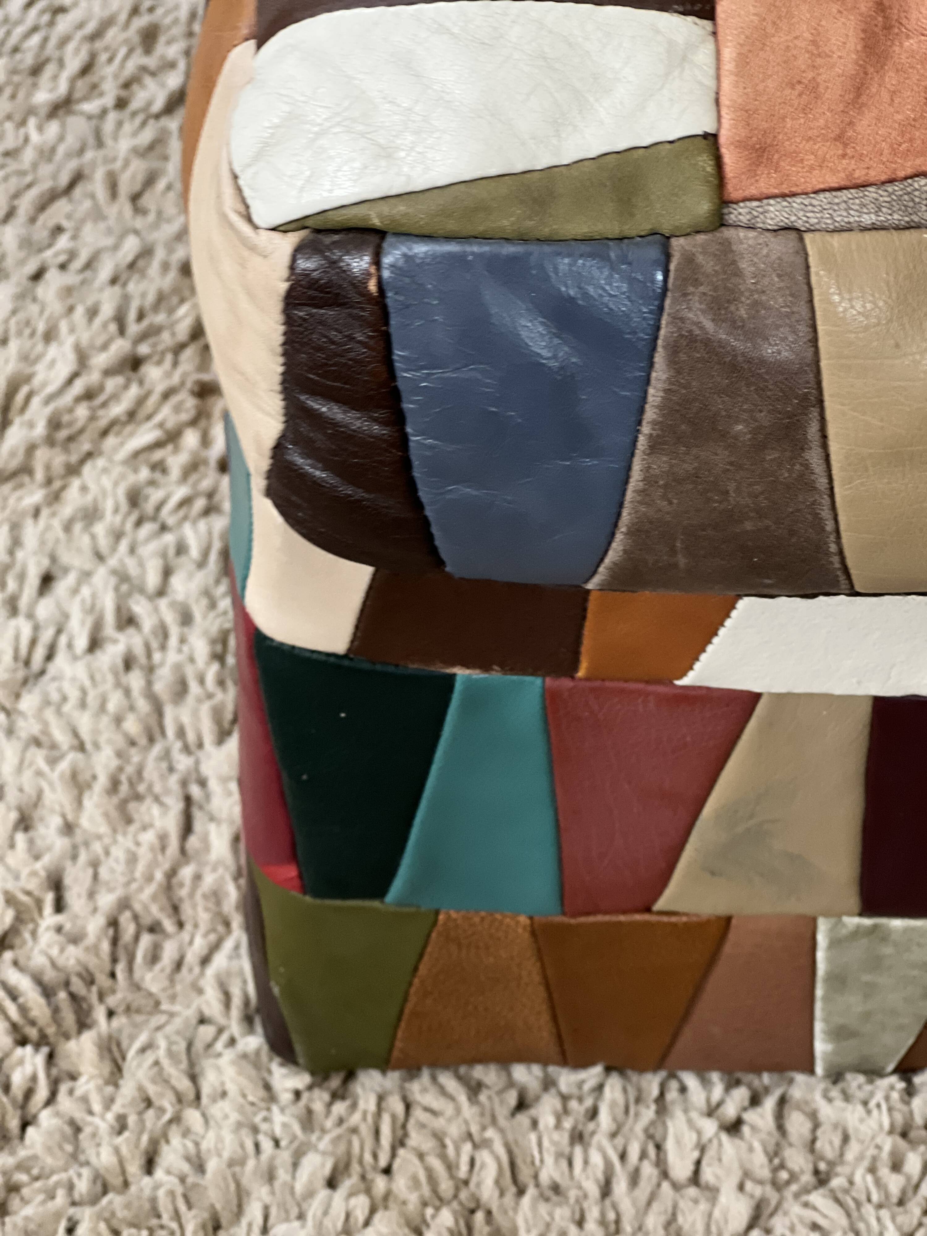 Pouf/chest or Ottoman “Harlequin” leather 1970