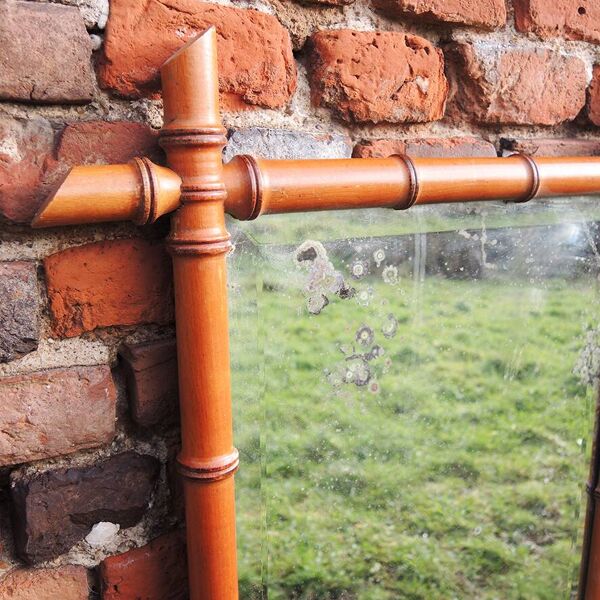 Ancien miroir en faux bambou h 72 x h 53 cm