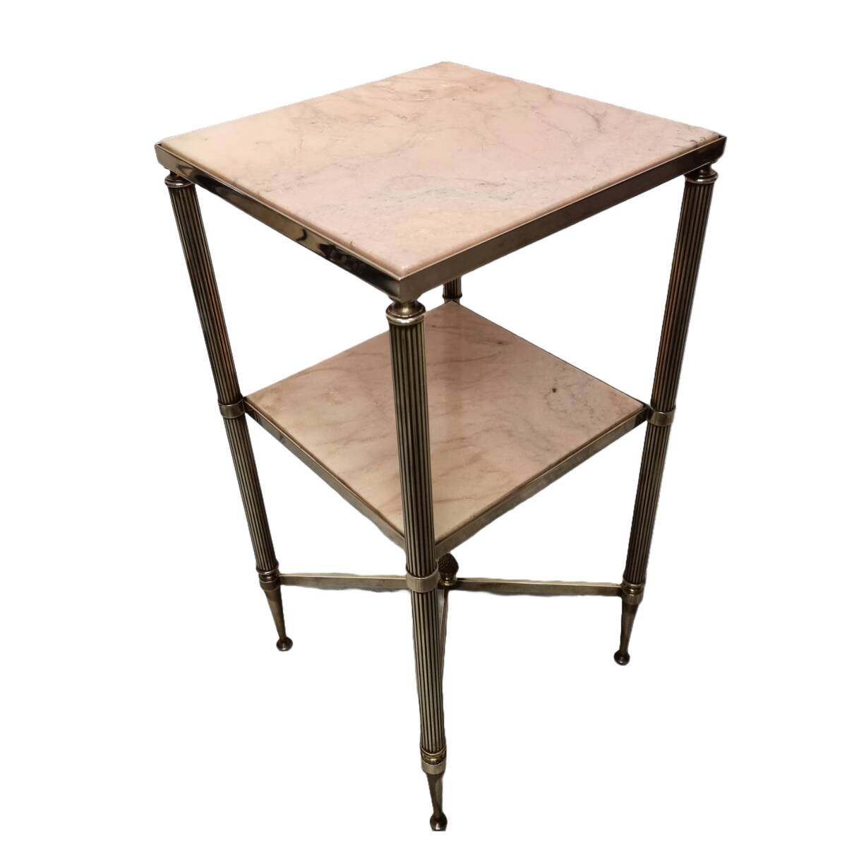 Vintage Brass With Marble Side Table 1950s