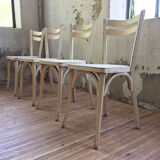 Set 4 white Baumann chairs
