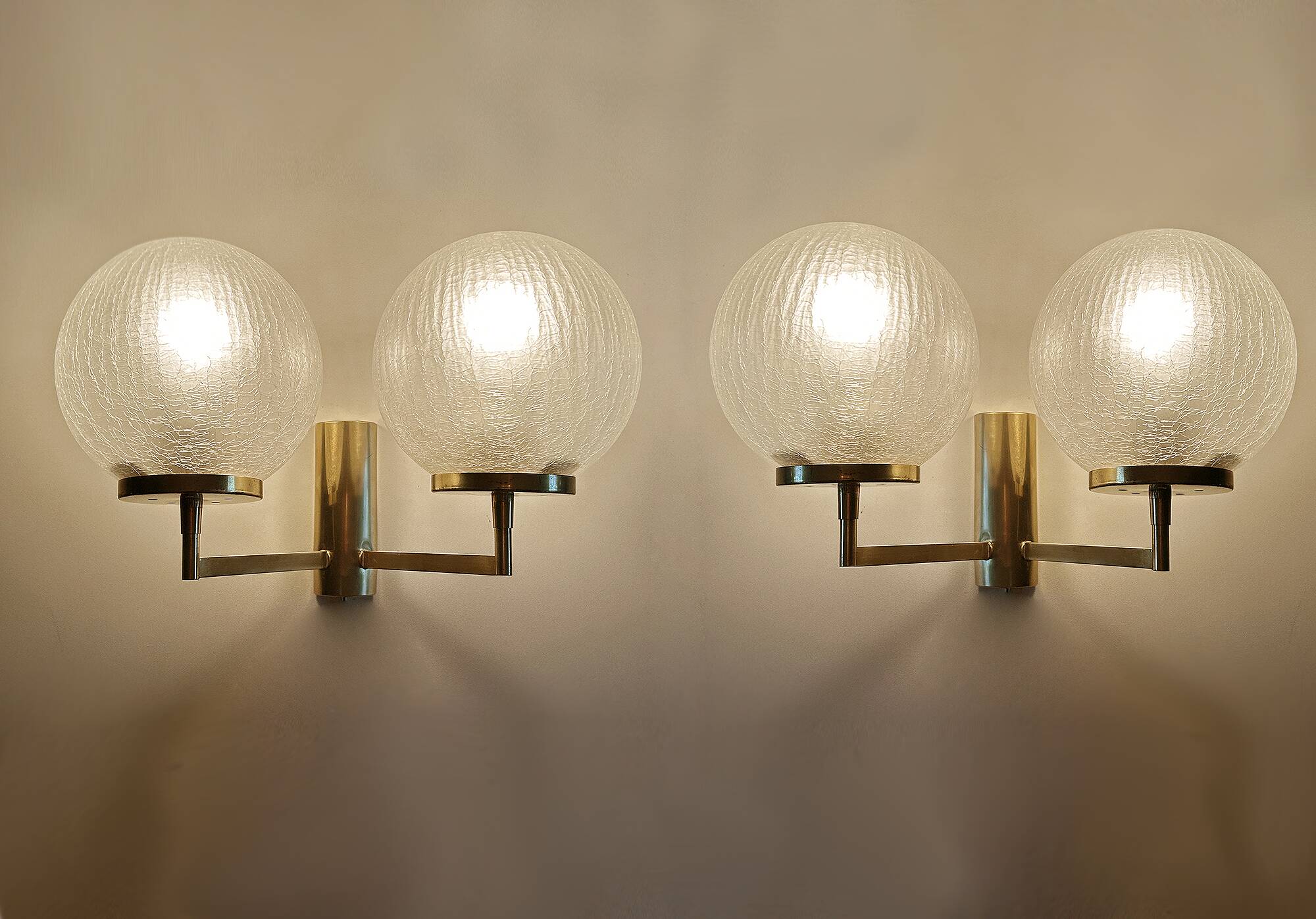 Pair Vintage Bubble Glass Wall Lights