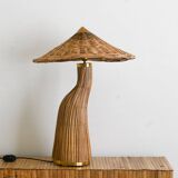 Rattan Table Lamp Mid Century Style