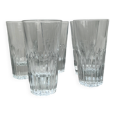 set of 5 cut crystal water glasses, France 1970
