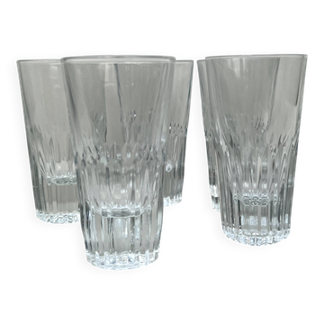 lot de 5 verres à eau en verre cristallin taillé , France 1970