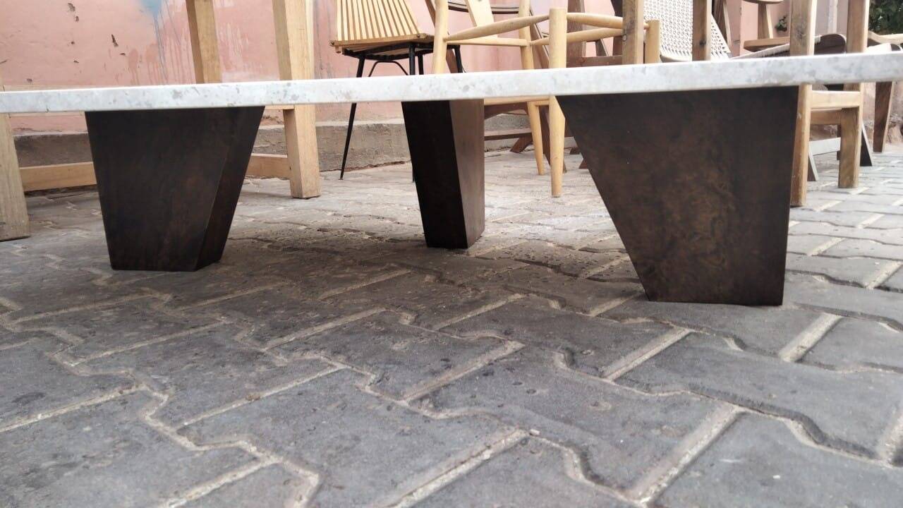 Harold travertine walnut coffee table