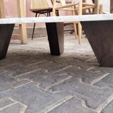 Harold travertine walnut coffee table