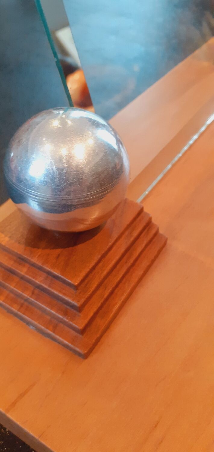 Art deco photo door year 40 in walnut and solid ash