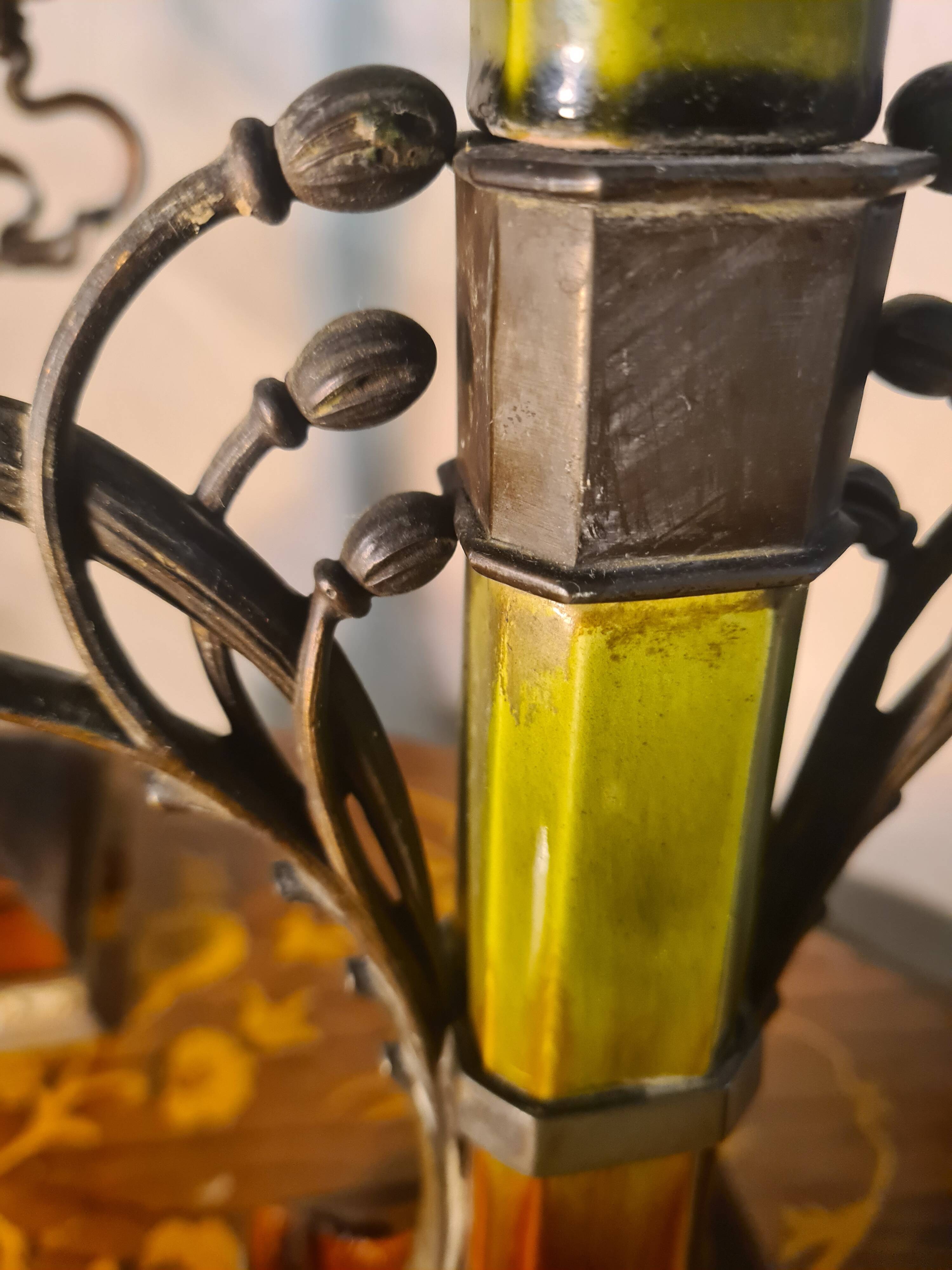 pair of antique Austrian bronze candlesticks, Art Nouveau style,