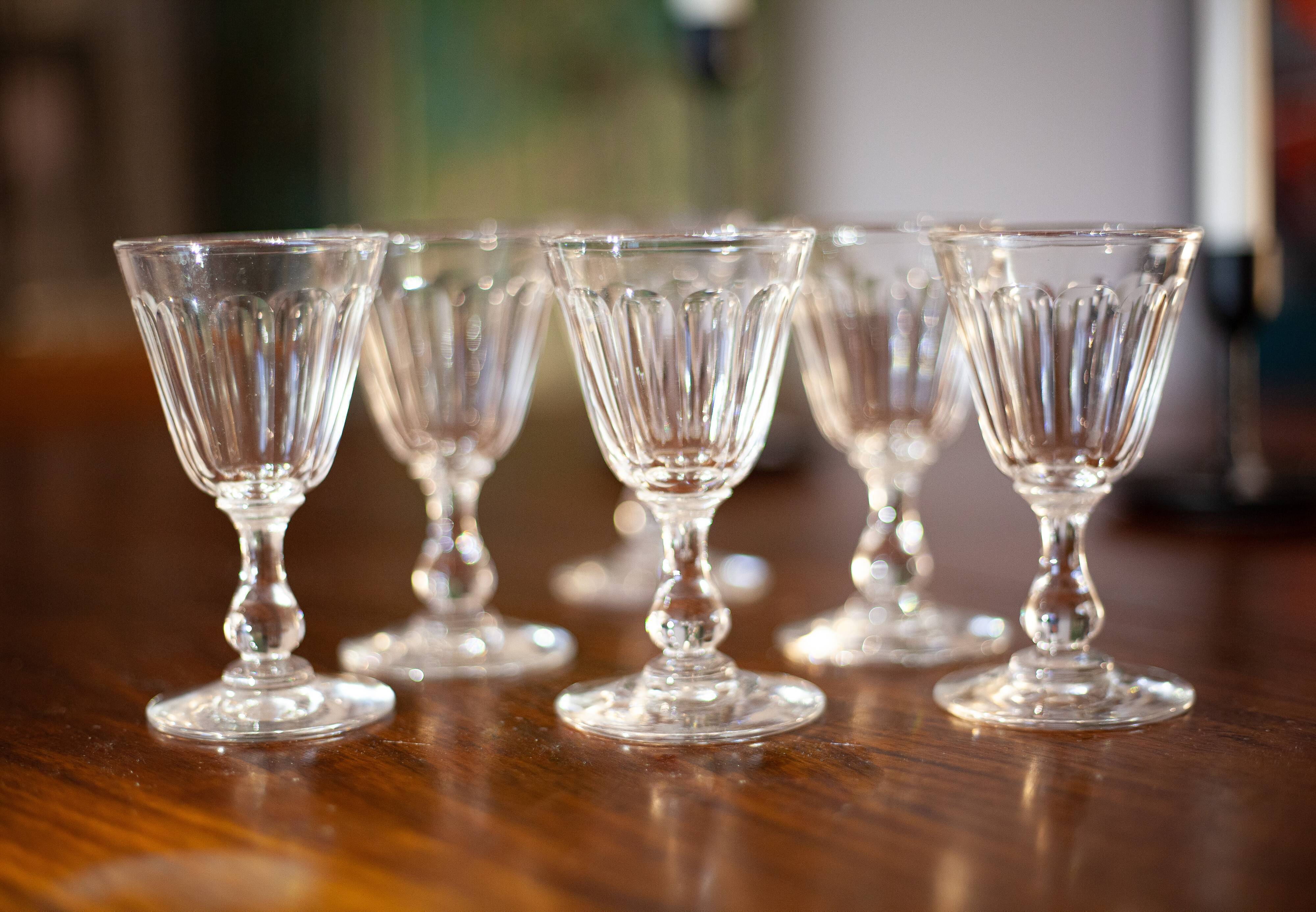 6 glass of crystal wine Saint-Louis style, 1900 era