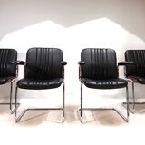 Martin Stoll set of 4 leather dining/conference chairs by Prof. Karl Dittert