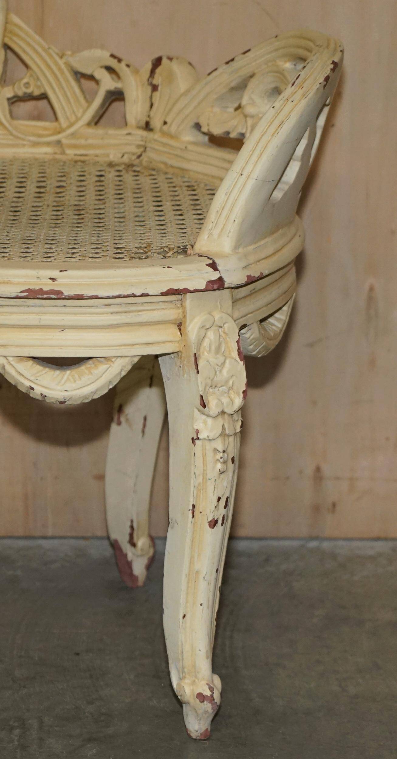 Antique French bergère window bench shabby chic