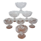 Set of 7 Arques crystal dessert bowls, Passereaux, bird decor