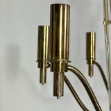 Vintage brass and glass Stilkronen chandelier, Italy 1970s