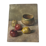Oil on canvas still life with apples