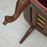 Canapé danois 2 places des années 1930, velours d'ameublement, bois de frêne, retapissé.